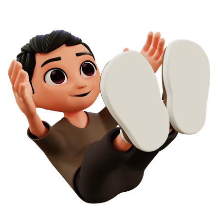 Little Boy Falling Down  3D Illustration