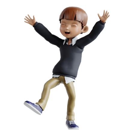 Little Boy Feeling Happy  3D Illustration