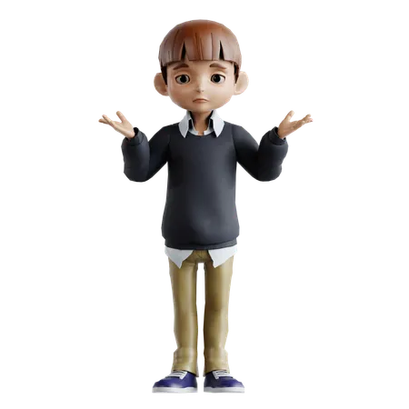 両手を広げて立っている幸せそうな男の子  3D Illustration