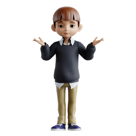 Little Boy Feeling Happy While Standing With Open Hands  3D Illustration