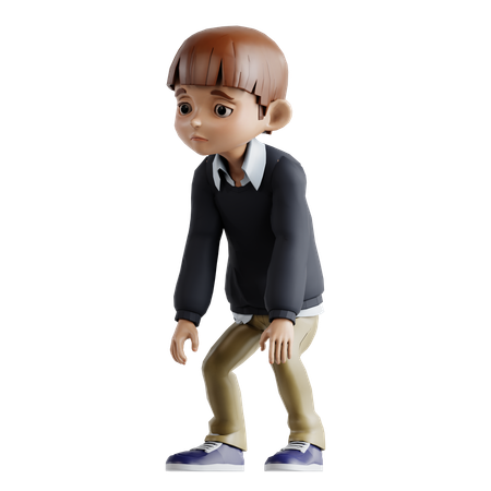 Little Boy Feeling Tired  3D Illustration