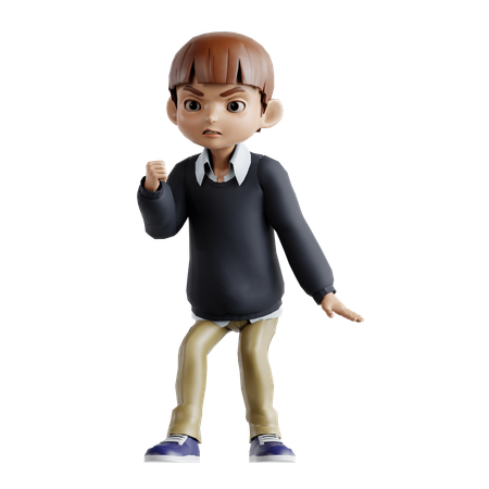 Little Boy Getting Success  3D Illustration