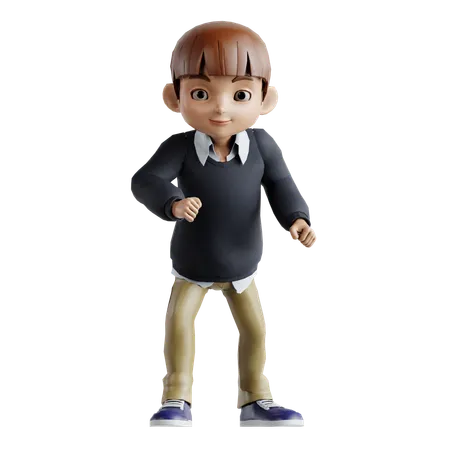 Little Boy Giving Angry Pose  3D Illustration