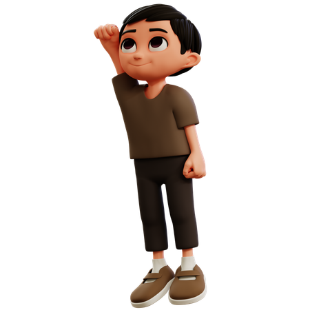 Little Boy Giving Flying Pose  3D Illustration