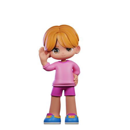 Little Boy giving Greeting Pose  3D Illustration