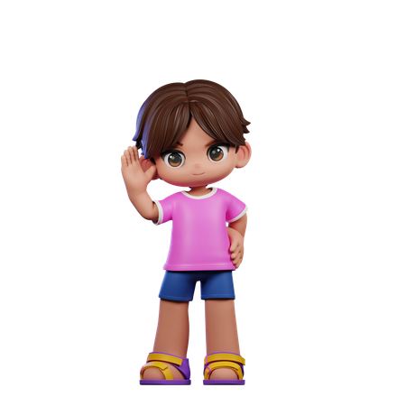 Little Boy giving Greeting Pose  3D Illustration