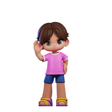 Little Boy giving Greeting Pose  3D Illustration