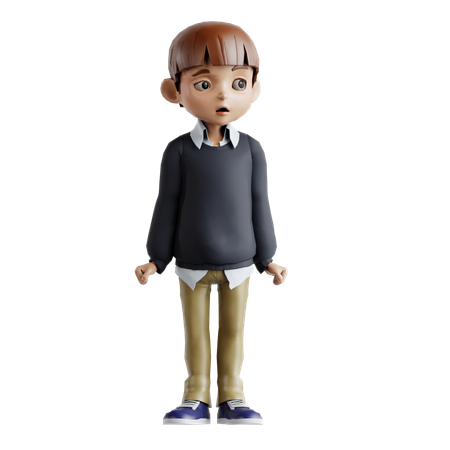 Little Boy Giving Scary Pose  3D Illustration