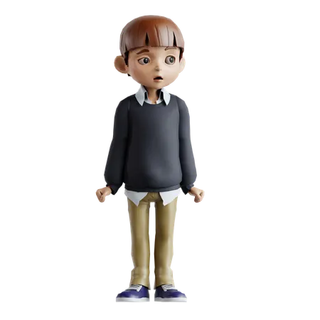 Little Boy Giving Scary Pose  3D Illustration