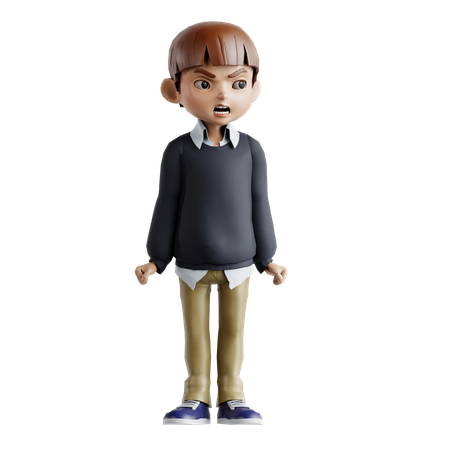 Little Boy Giving Standing Pose  3D Illustration