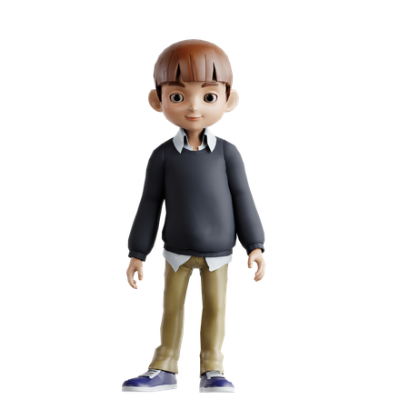 Little Boy Giving Standing Pose  3D Illustration