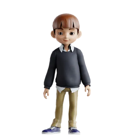 Little Boy Giving Standing Pose  3D Illustration