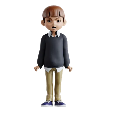 Little Boy Giving Standing Pose  3D Illustration