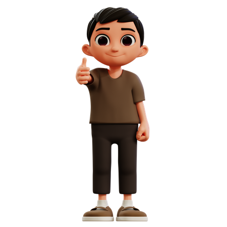 Little Boy Giving Thumbs Up  3D Illustration