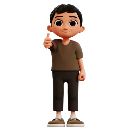 Little Boy Giving Thumbs Up  3D Illustration