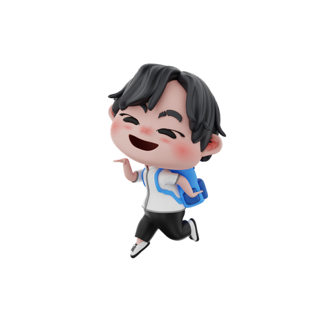 Little boy going to school  3D Icon