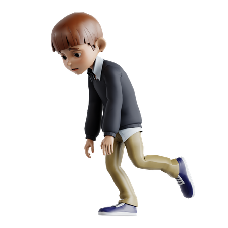 小さな男の子はエネルギーがない  3D Illustration