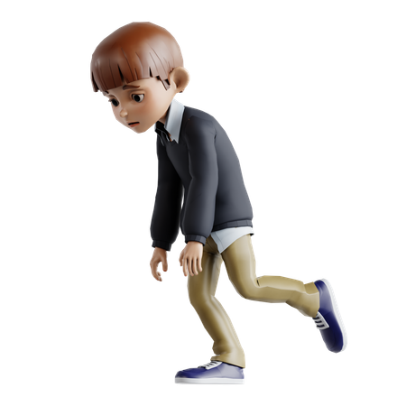 Little Boy Have No Energy  3D Illustration