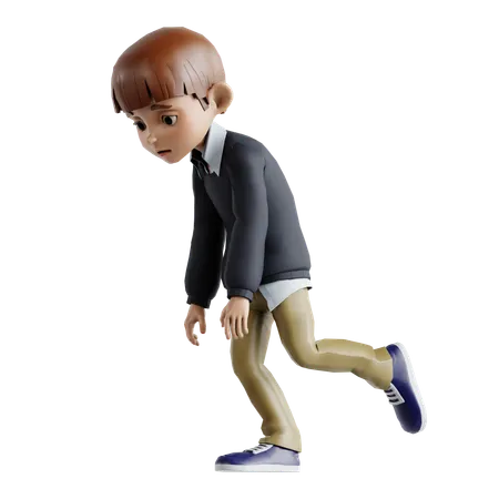 Little Boy Have No Energy  3D Illustration