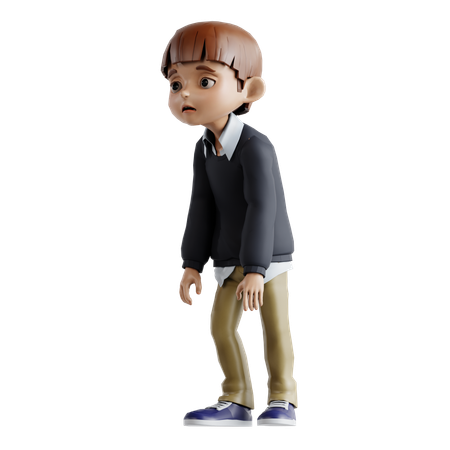 Little Boy Have No Energy  3D Illustration