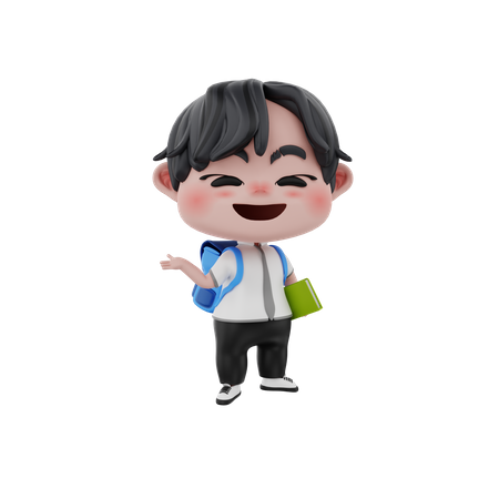 Little boy holding book  3D Icon