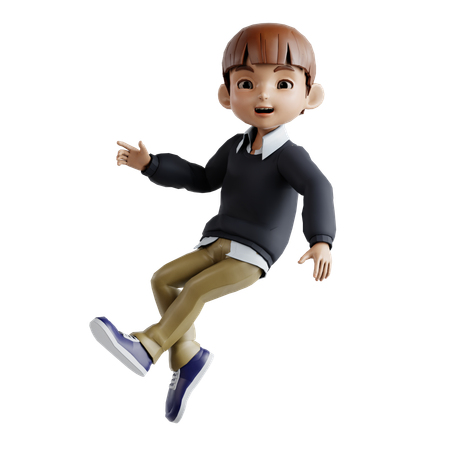 Little Boy Jumping In Air  3D Illustration