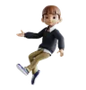 Little Boy Jumping In Air While Showing Something Left