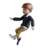 Little Boy Jumping In Air While Showing Something Left