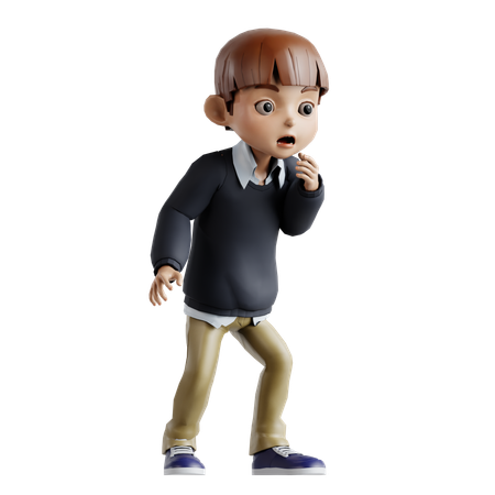 Little Boy Looking With Shocking Expression  3D Illustration