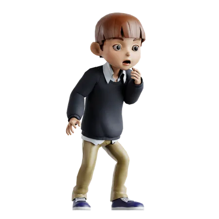 Little Boy Looking With Shocking Expression  3D Illustration