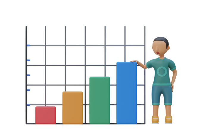 Little boy monitoring data in school  3D Illustration