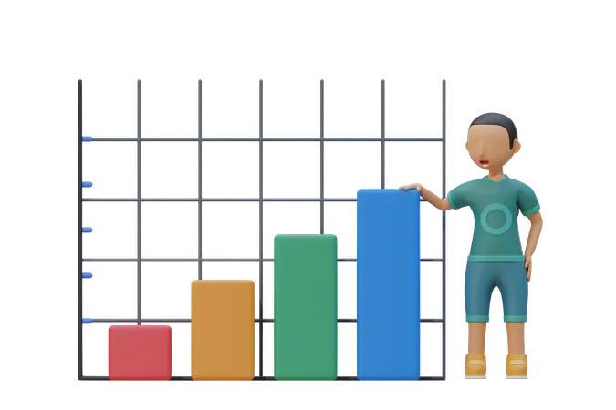 Little boy monitoring data in school  3D Illustration