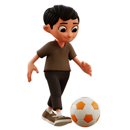 Little Boy Playing Ball  3D Illustration