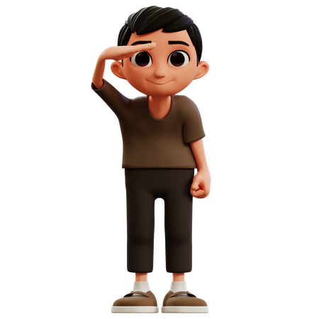 Little Boy Posing Figuring Something Out  3D Illustration