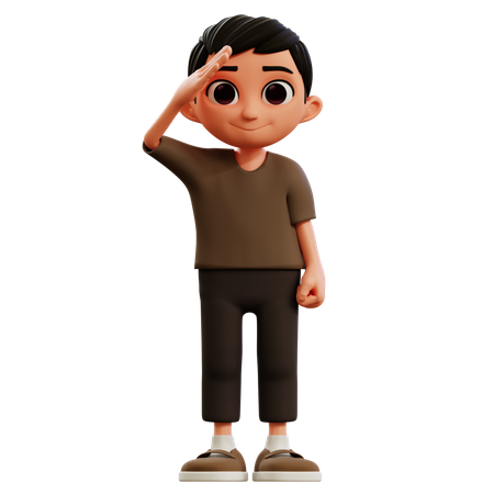 Little Boy Respectful Pose  3D Illustration