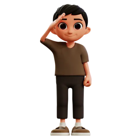 Little Boy Respectful Pose  3D Illustration