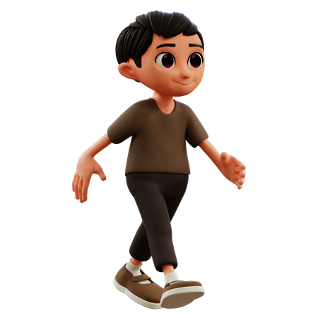 Little Boy Running  3D Illustration