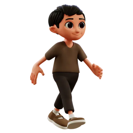 Little Boy Running  3D Illustration