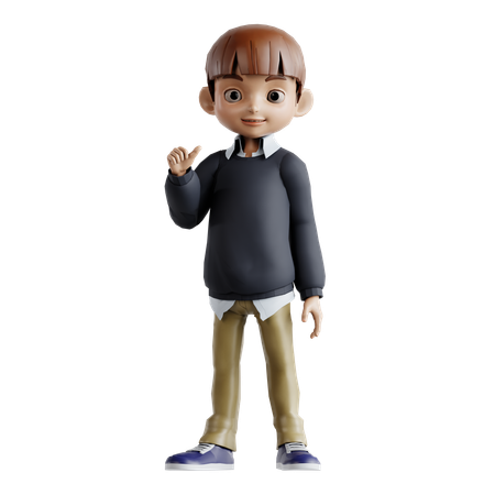 Little Boy Showing Thumbs Up  3D Illustration