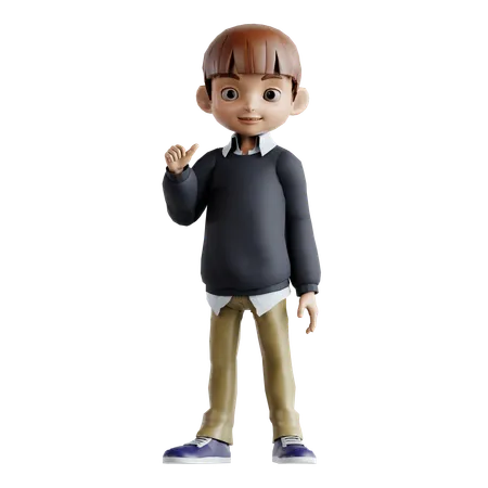 Little Boy Showing Thumbs Up  3D Illustration