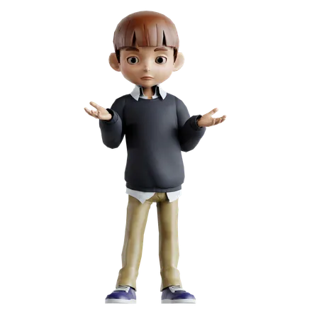 Little Boy Standing With Open Hands  3D Illustration