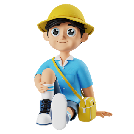 Little Boy taking Rest  3D Illustration