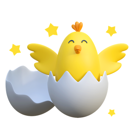 Little Chick Hatch Egg  3D Icon