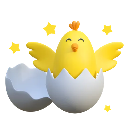 Little Chick Hatch Egg  3D Icon
