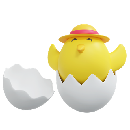 Little Chicken Hatch Egg  3D Icon