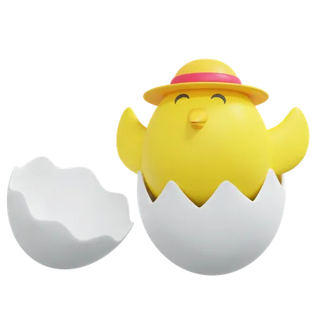 Little Chicken Hatch Egg Spring Icon Illustration 3D Icon