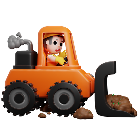 Little Gardener Leveled The Ground  3D Illustration