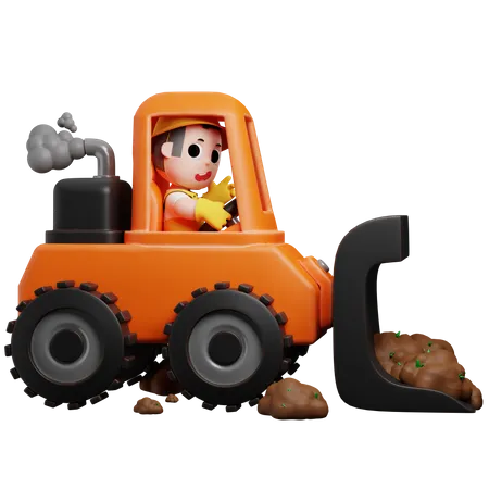 Little Gardener Leveled The Ground  3D Illustration