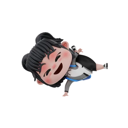 Little Girl dancing  3D Illustration