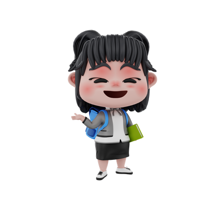 Little girl holding book  3D Icon